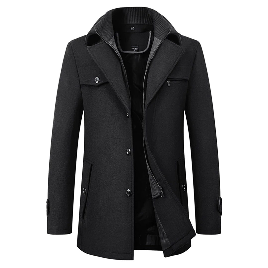 Manteau long pour homme hiver élégant chaud en laine mélangée avec coupe ajustée Damien