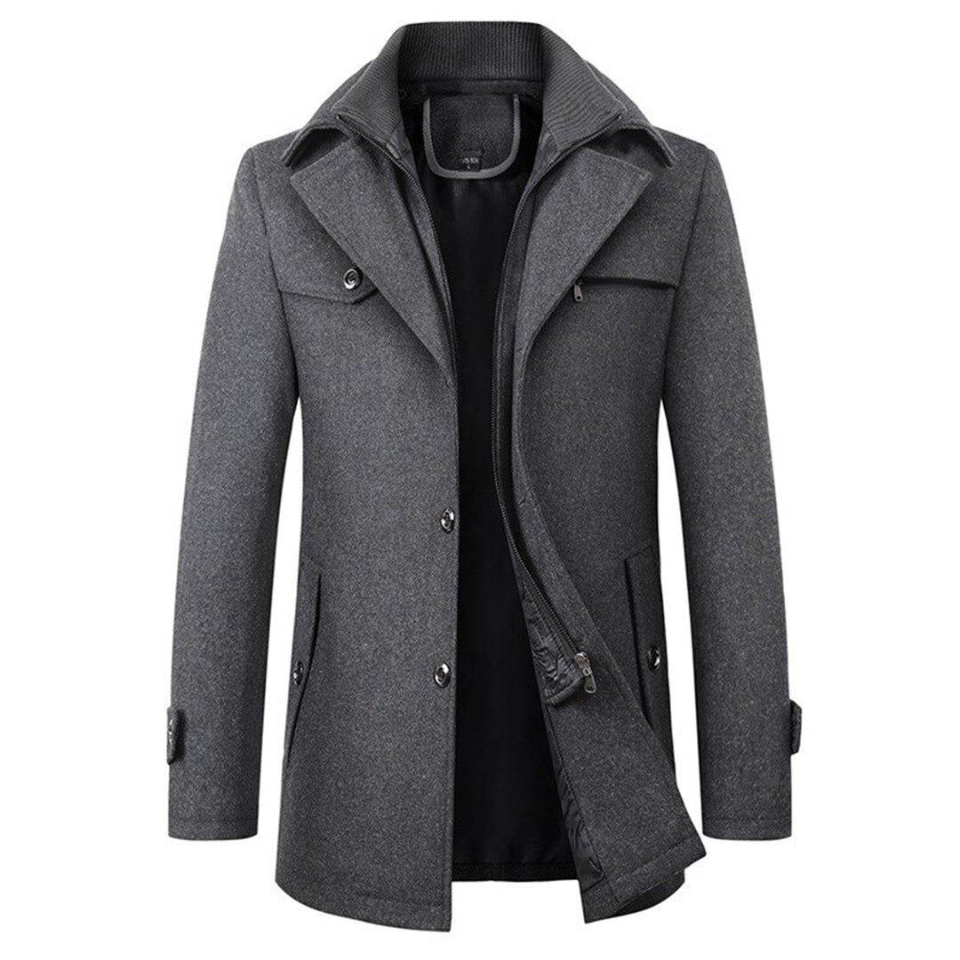 Manteau long pour homme hiver élégant chaud en laine mélangée avec coupe ajustée Damien
