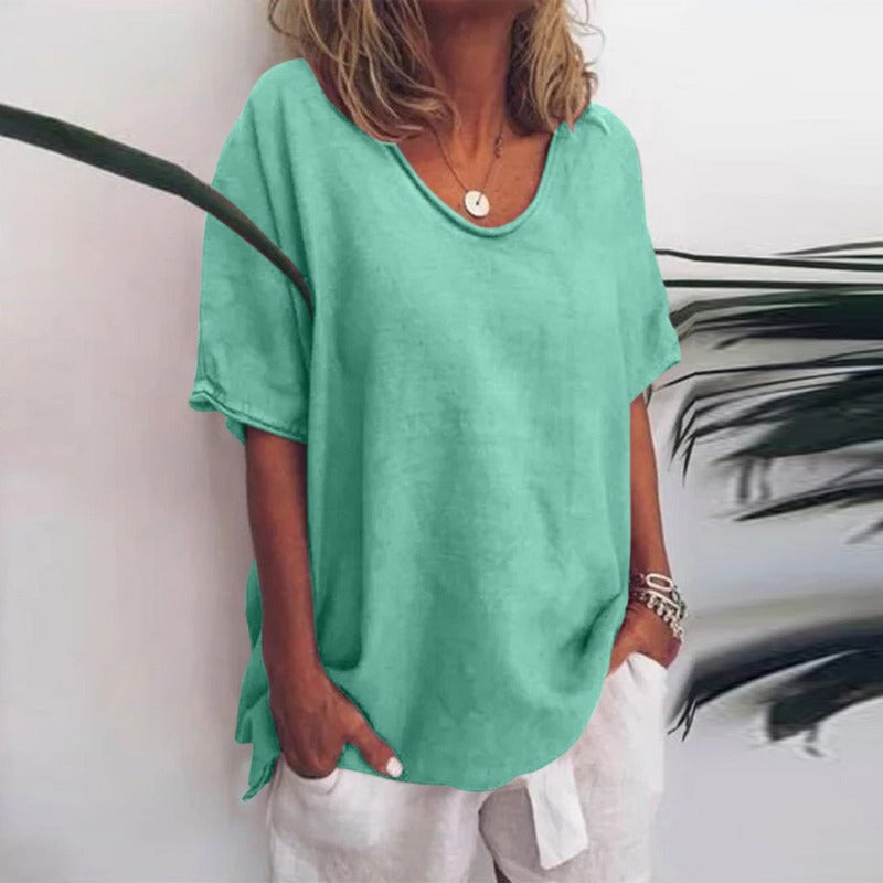 Léa – Blouse classique à coupe ample à manches courtes femme