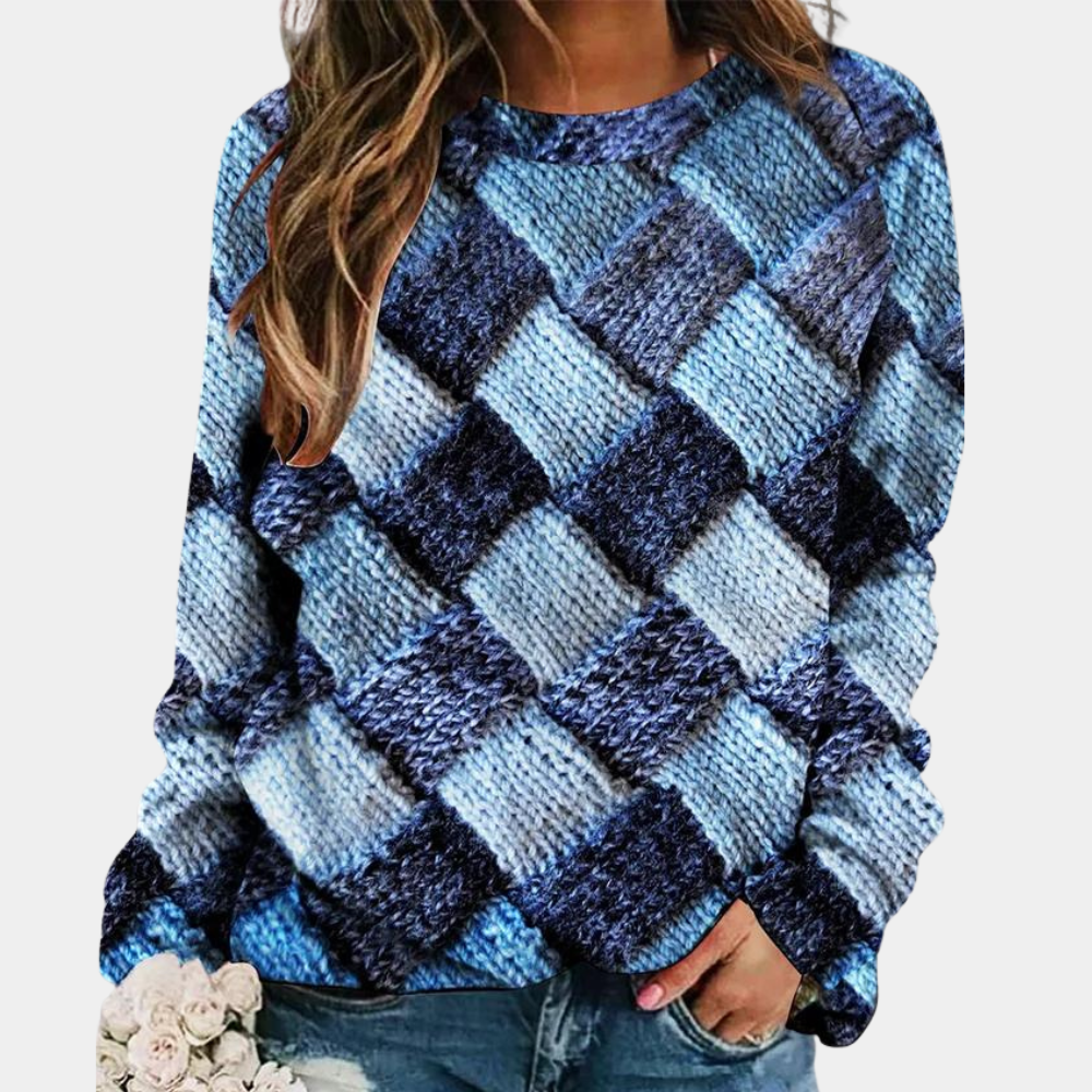 Pull en maille douce pour femme automne à imprimé graphique à coupe ample Livia