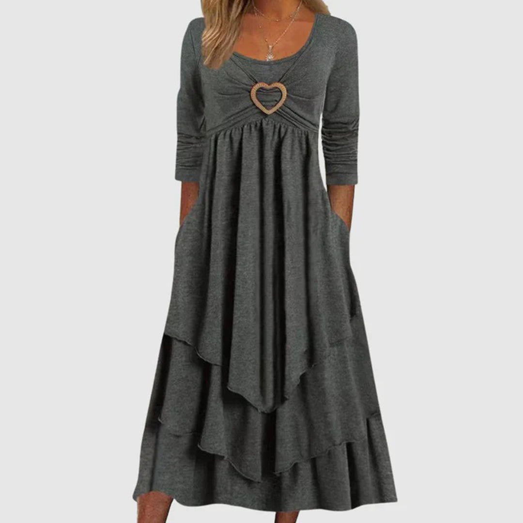 Robe longue décontractée à volants – élégance pratique pour toutes les saisons