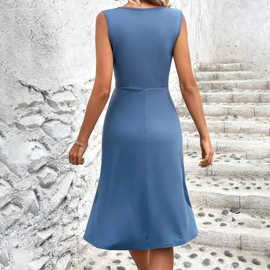Robe d'été sans manches à hauteur genoux – légèreté élégante pour vos journées ensoleillées