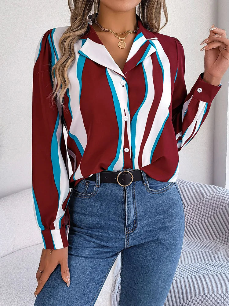 Chemisier à rayures tendance pour femme – Style affirmé et confort moderne