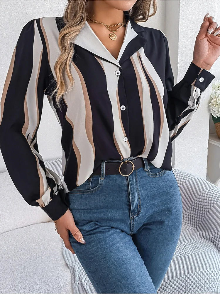 Chemisier à rayures tendance pour femme – Style affirmé et confort moderne
