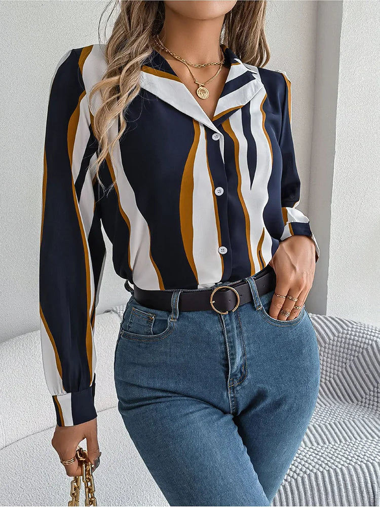 Chemisier à rayures tendance pour femme – Style affirmé et confort moderne