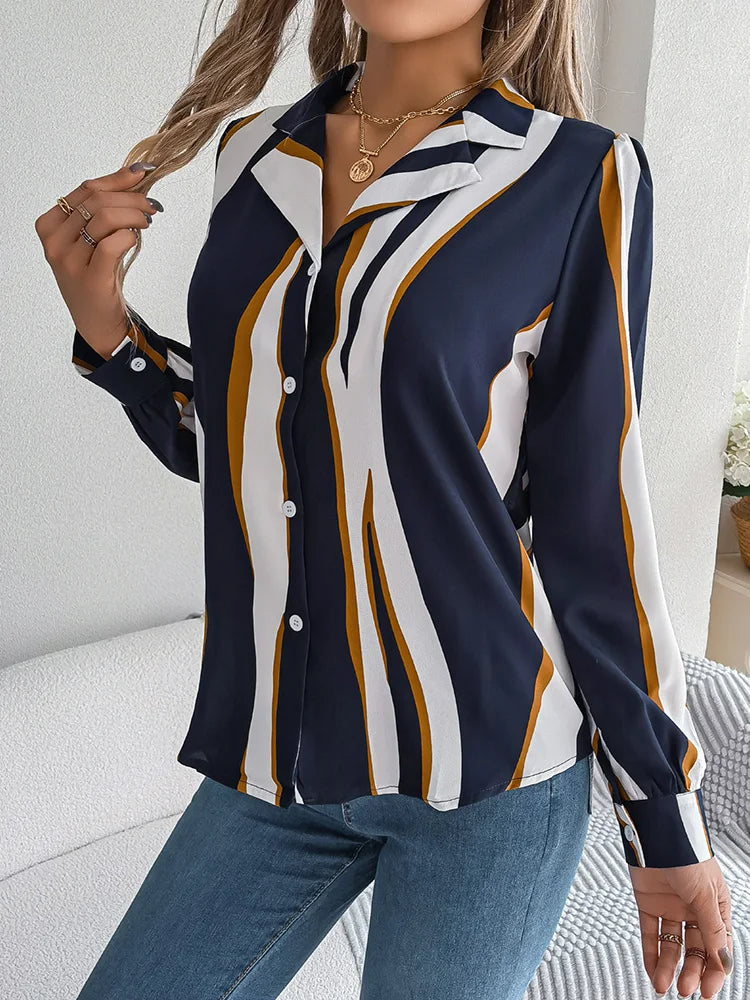 Chemisier à rayures tendance pour femme – Style affirmé et confort moderne