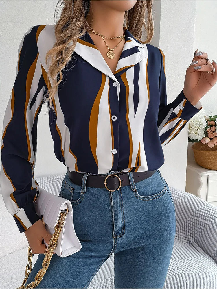 Chemisier à rayures tendance pour femme – Style affirmé et confort moderne