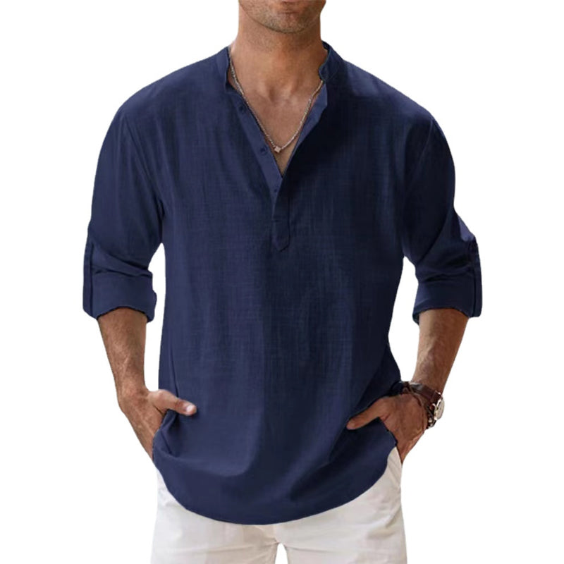 Chemise en lin pour homme à col boutonné alliant légèreté estivale et élégance décontractée