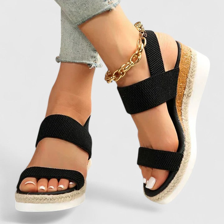 Eugénie – Sandales compensées à brides élastiques femme