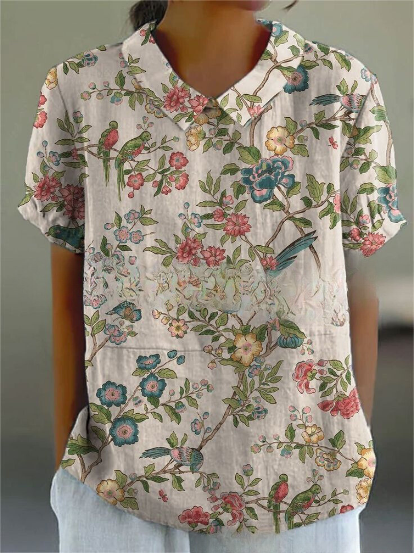 Émilie – Blouse vintage à imprimé floral femme