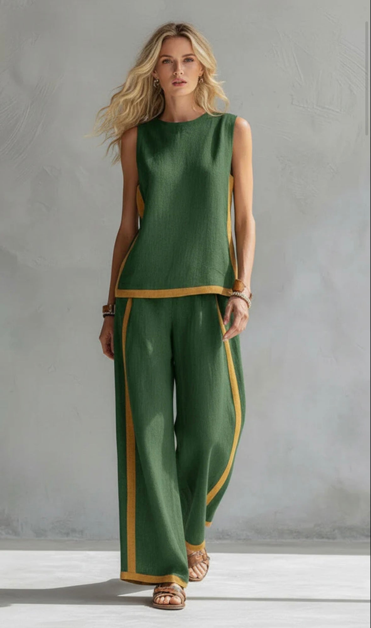 Bérangère – Ensemble élégant avec top sans manches et pantalon femme
