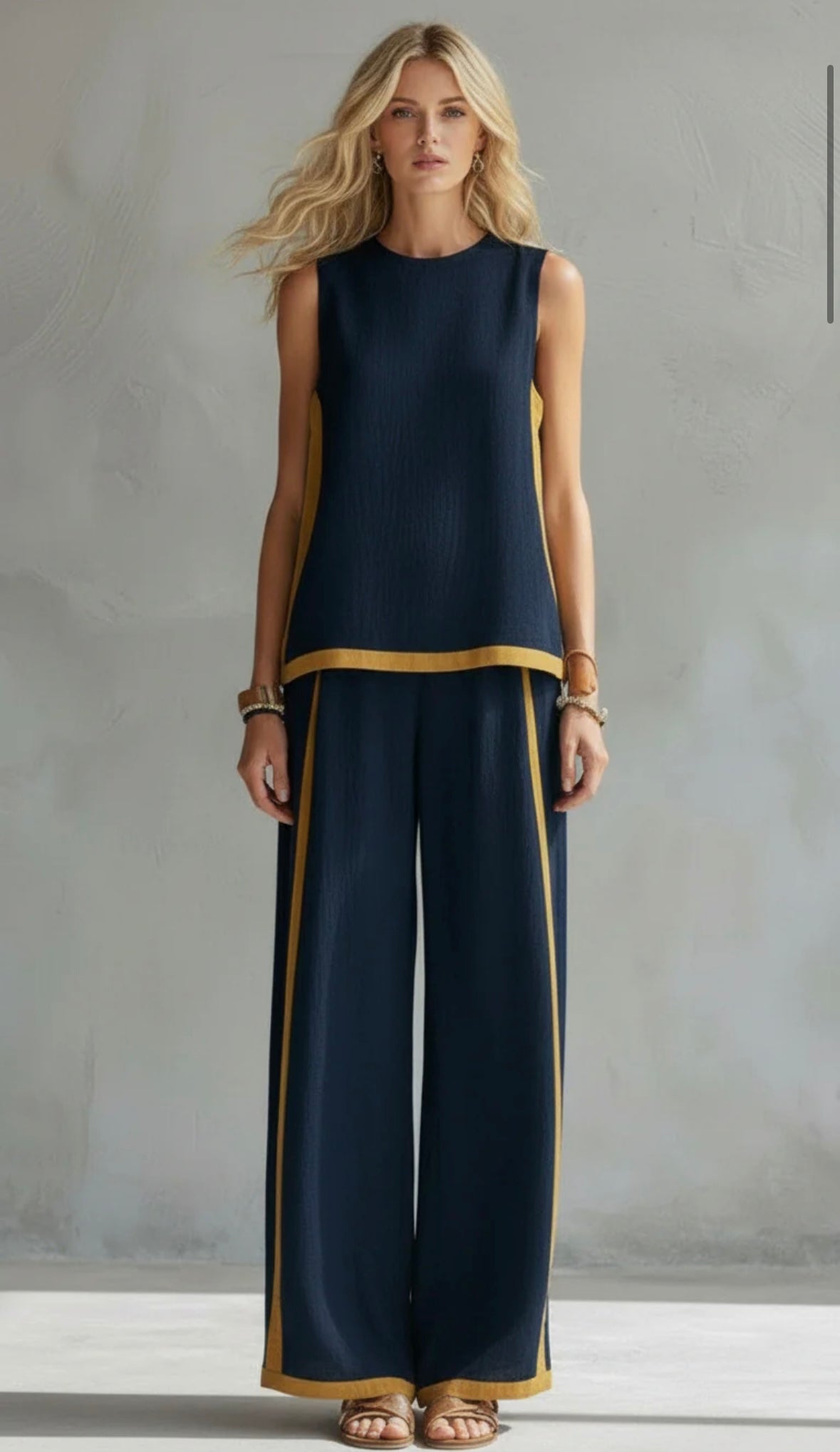 Bérangère – Ensemble élégant avec top sans manches et pantalon femme