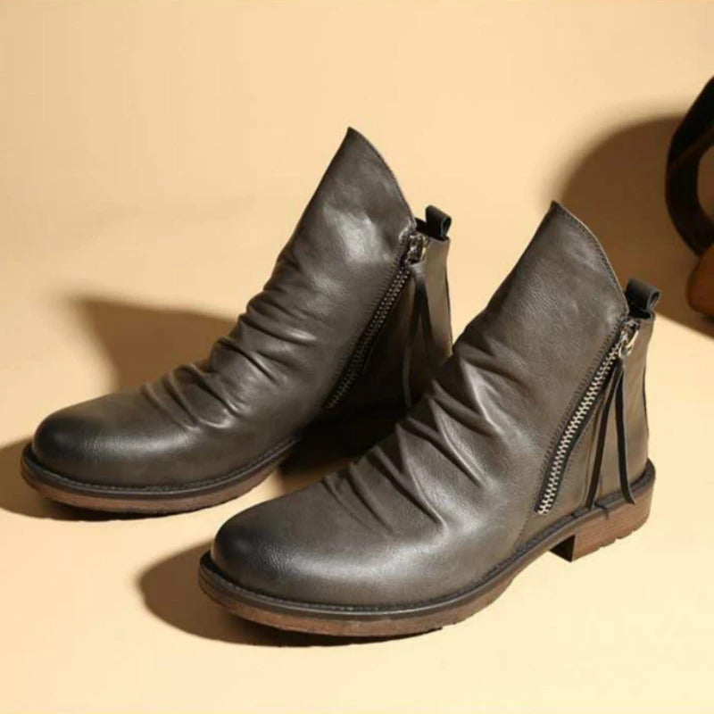 Bottes pour homme automne antidérapantes confortables en cuir PU au design moderne Haylom