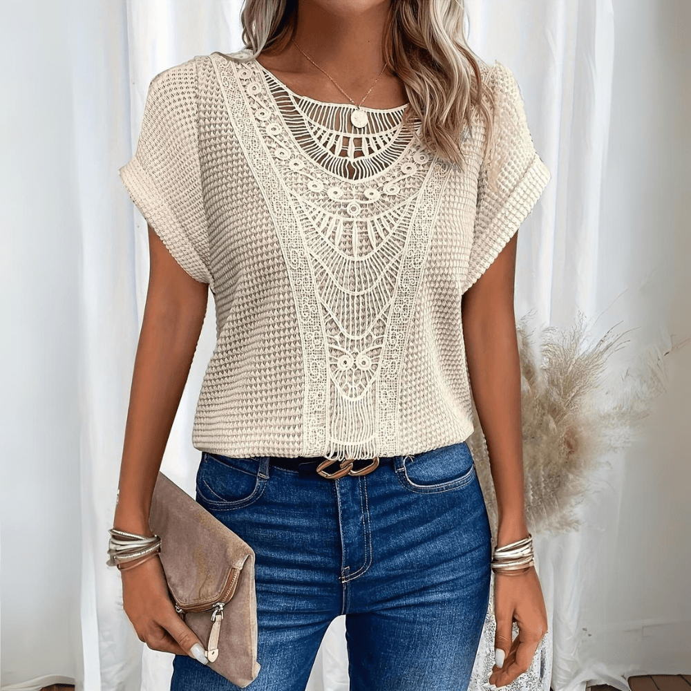 Blouse femme élégante à détails en dentelle
