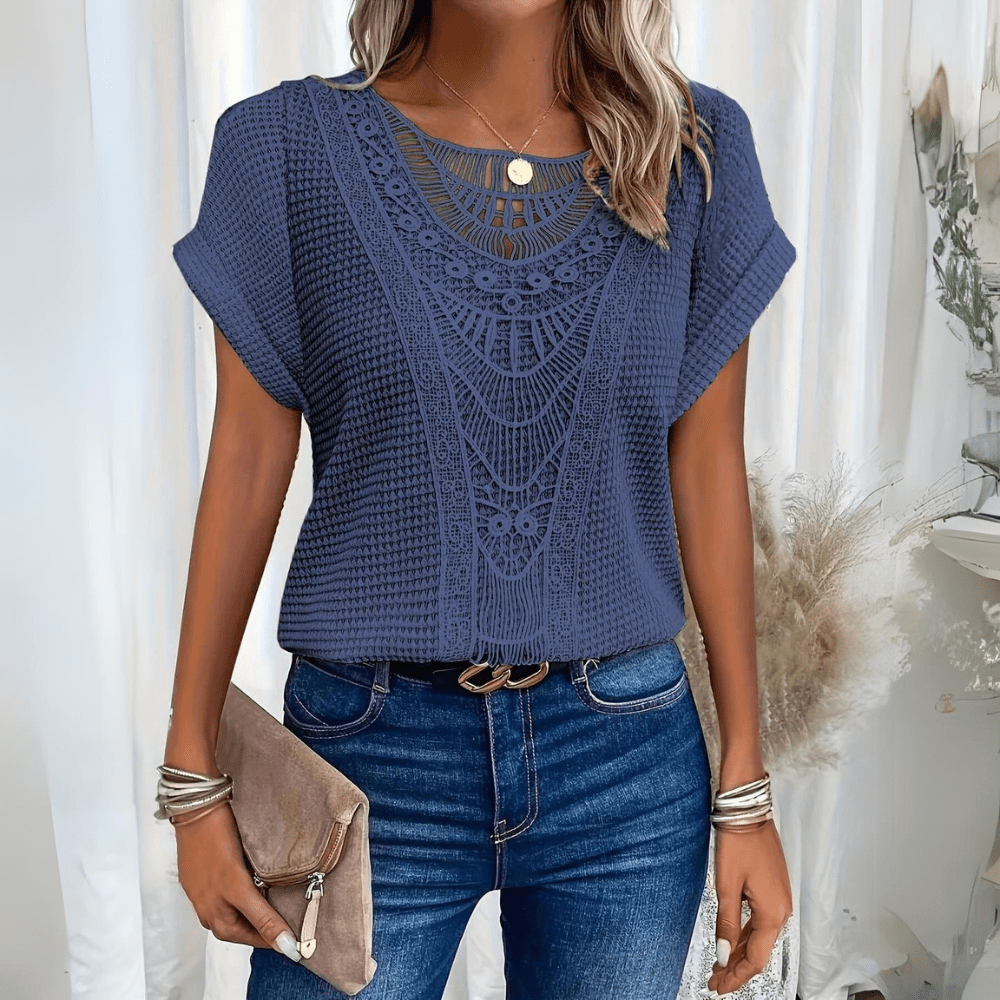 Blouse femme élégante à détails en dentelle