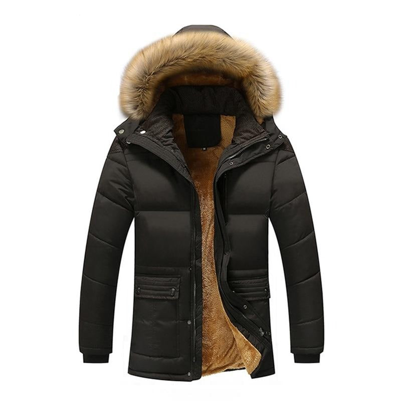 Lucien – Veste d’hiver homme avec capuche et col en fourrure