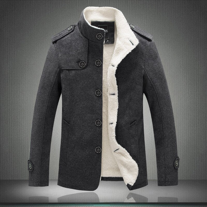 Adrien – Manteau d’hiver homme avec doublure en peau de mouton et boutons