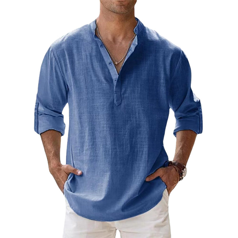 Chemise en lin pour homme à col boutonné alliant légèreté estivale et élégance décontractée