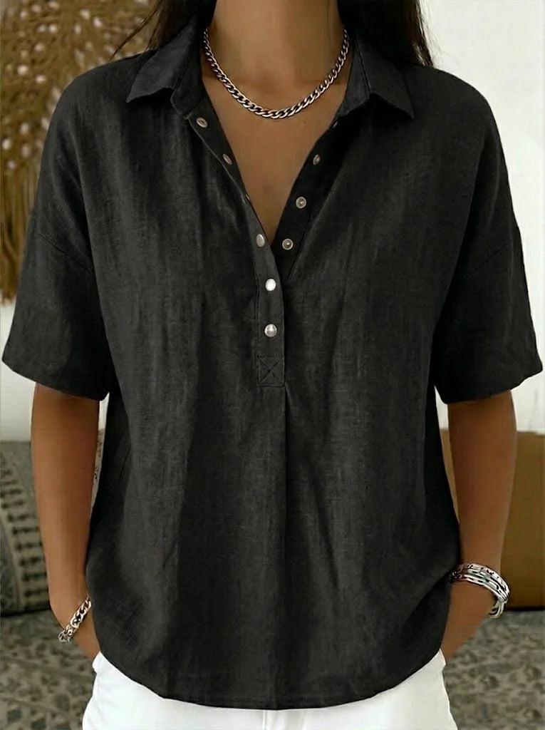 Honorine – Chemise décontractée à col boutonné femme