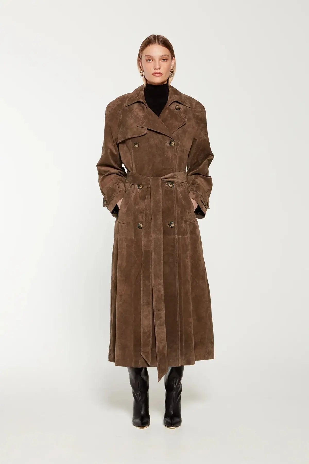 Séverine – Trenchcoat d’hiver en suédine femme