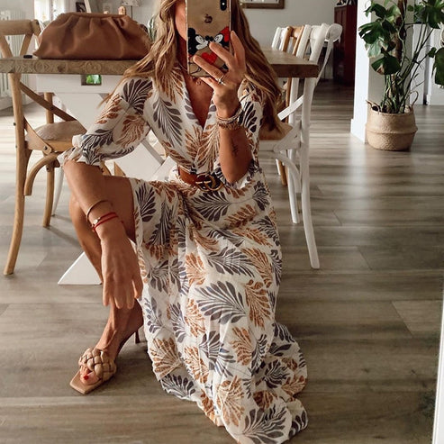 Robe longue imprimée fluide – élégance estivale pour toutes les occasions