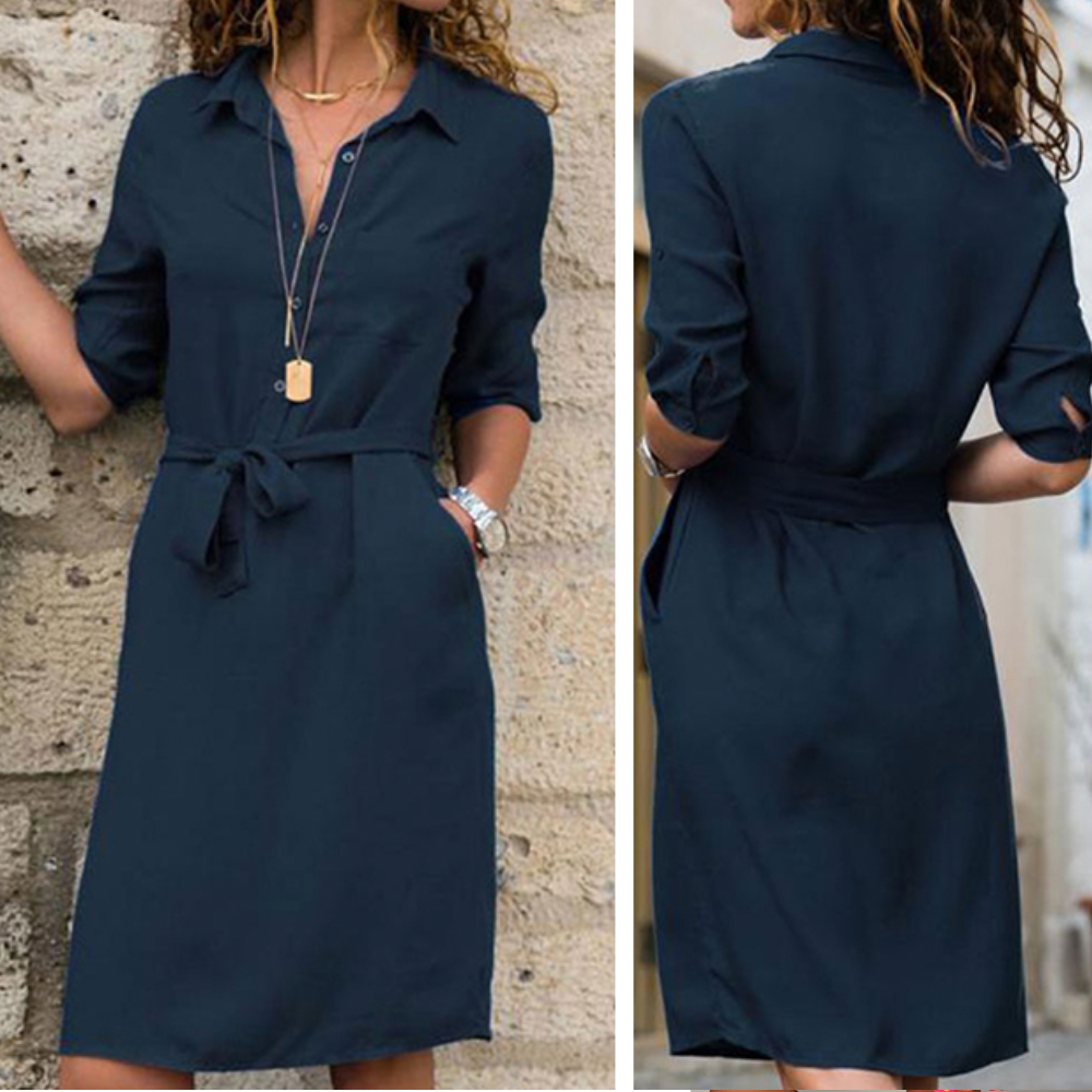 Delphine – Robe chemise mini portefeuille casual femme