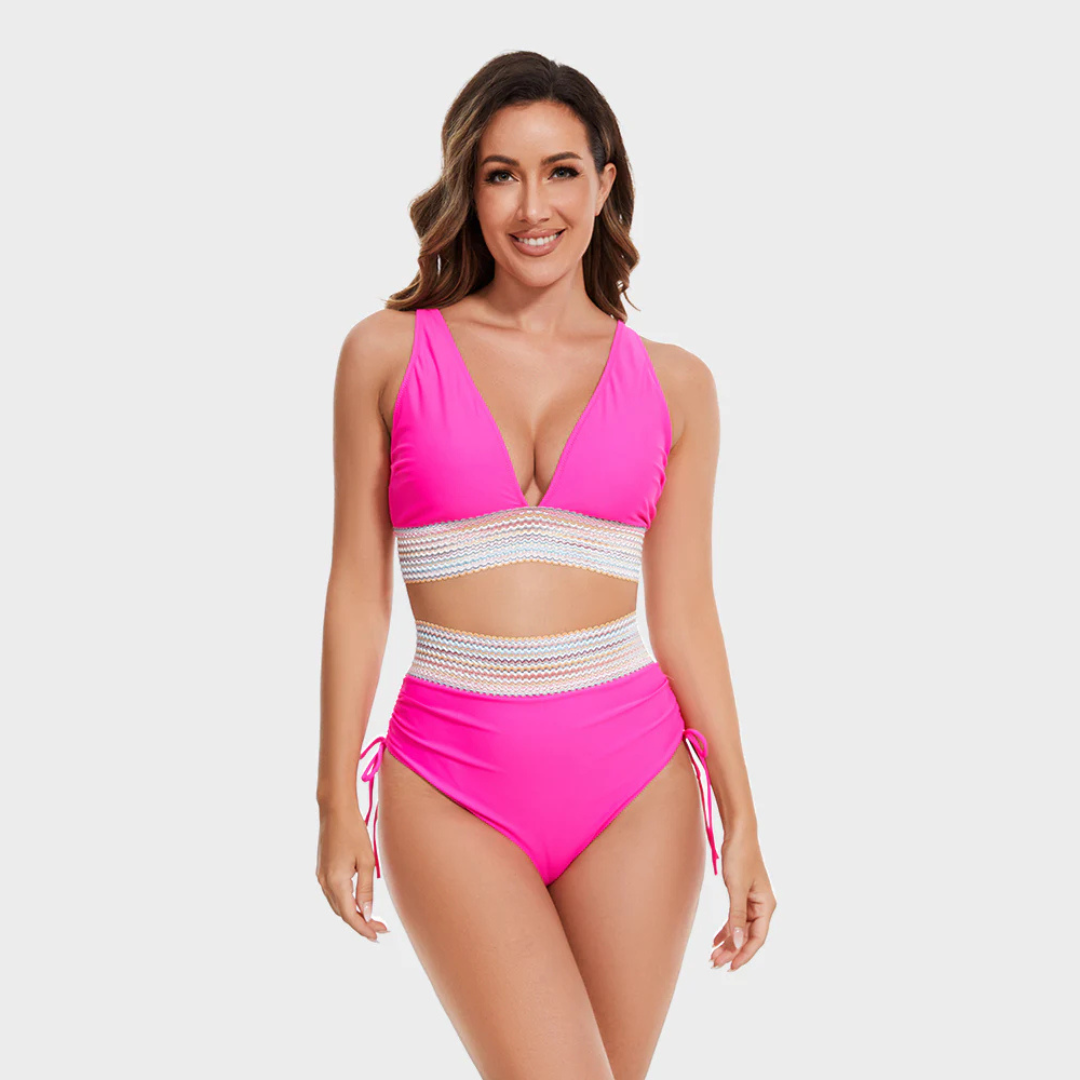 Bikini taille haute gainant femme, maillot de bain à contrôle du ventre