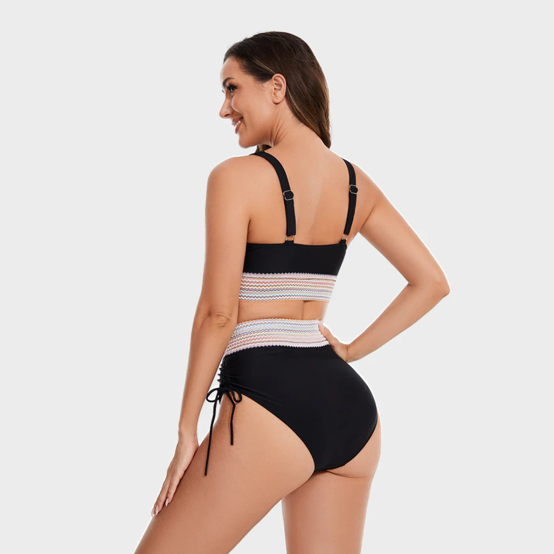 Bikini taille haute gainant femme, maillot de bain à contrôle du ventre