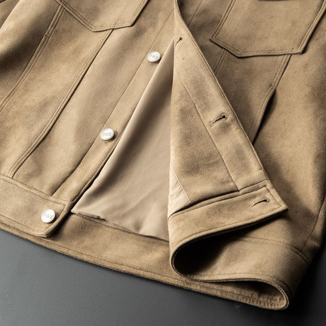 Veste chemise pour homme automne en suédine douce avec coupe droite Adrien