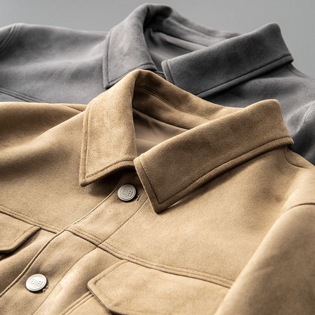 Veste chemise pour homme automne en suédine douce avec coupe droite Adrien