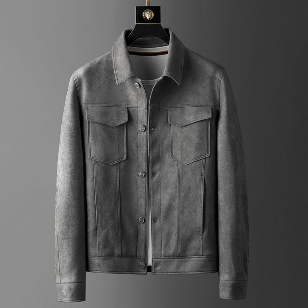 Veste chemise pour homme automne en suédine douce avec coupe droite Adrien