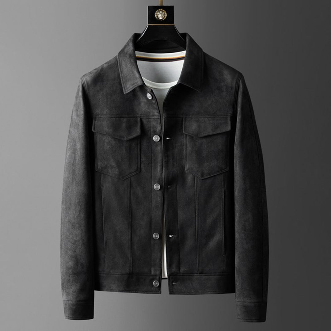 Veste chemise pour homme automne en suédine douce avec coupe droite Adrien