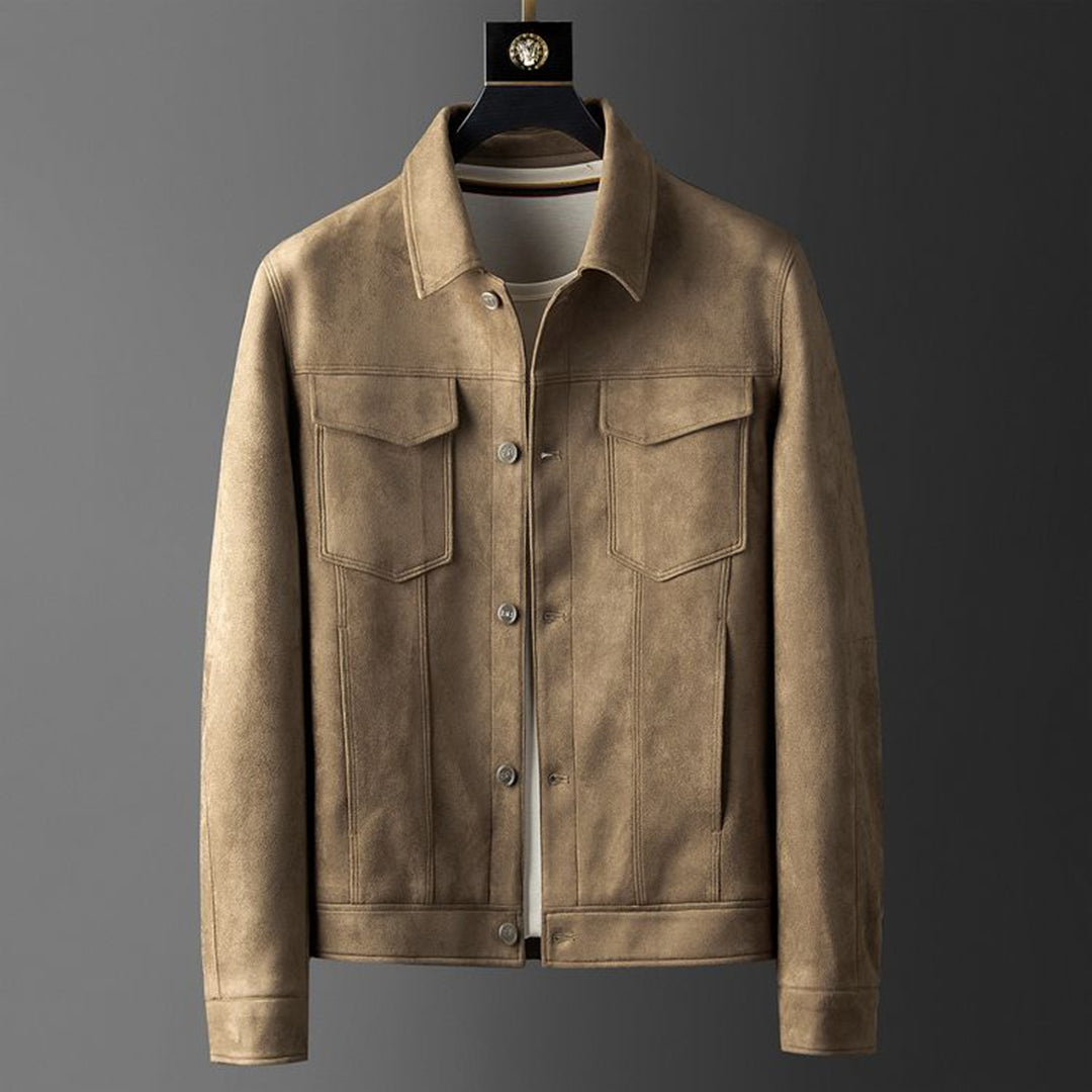 Veste chemise pour homme automne en suédine douce avec coupe droite Adrien