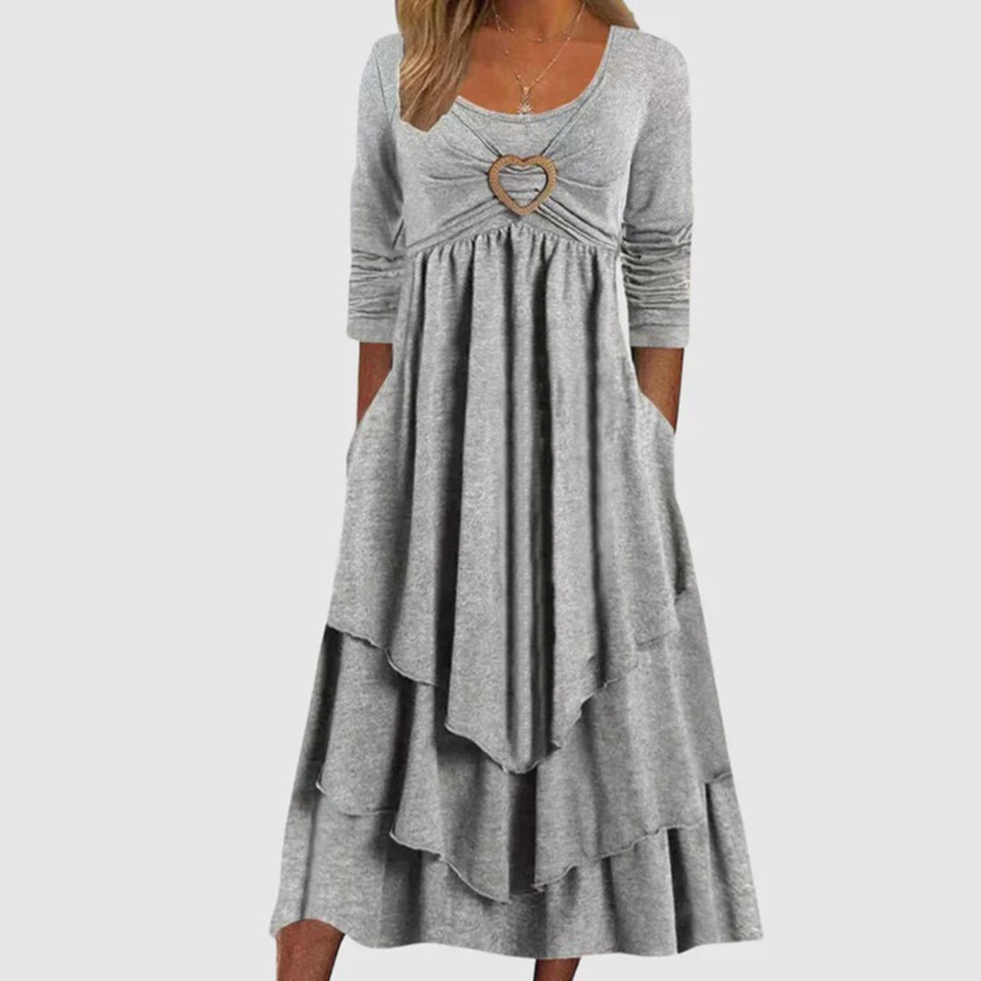 Robe longue décontractée à volants – élégance pratique pour toutes les saisons