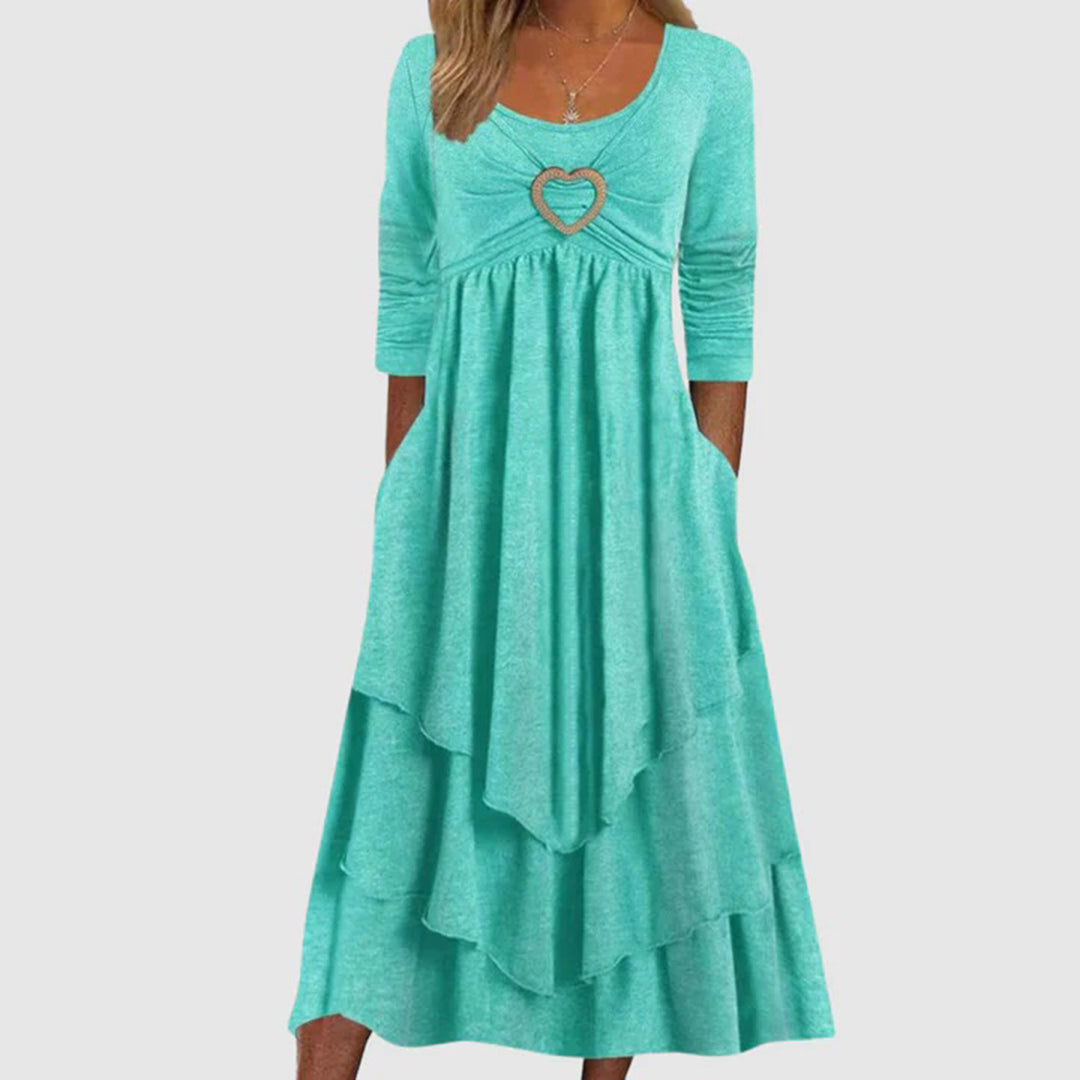 Robe longue décontractée à volants – élégance pratique pour toutes les saisons