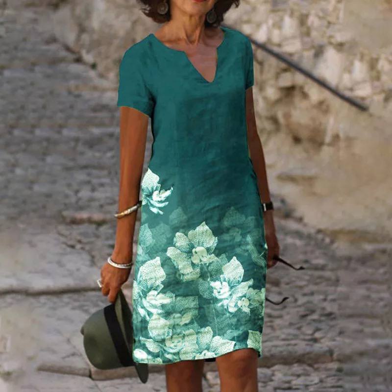 Héloïse – Robe mini d’été à motif floral manches courtes femme