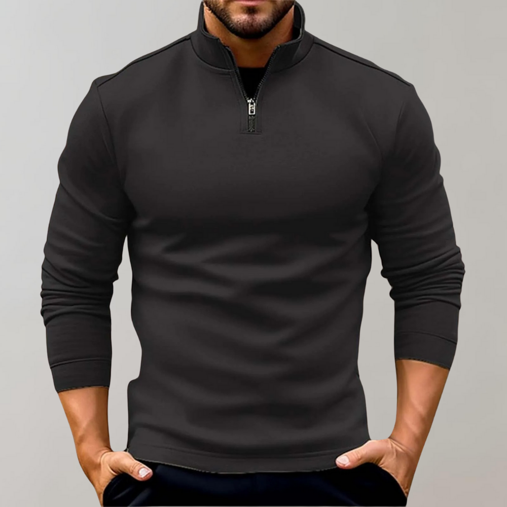 Pull zippé pour homme automne à col montant en polyester au toucher doux à coupe slim Lyyti