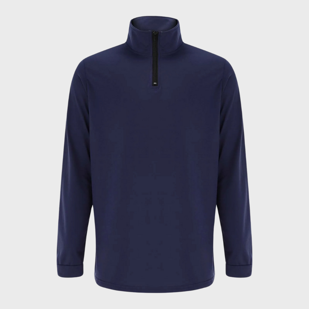 Pull zippé pour homme automne à col montant en polyester au toucher doux à coupe slim Lyyti