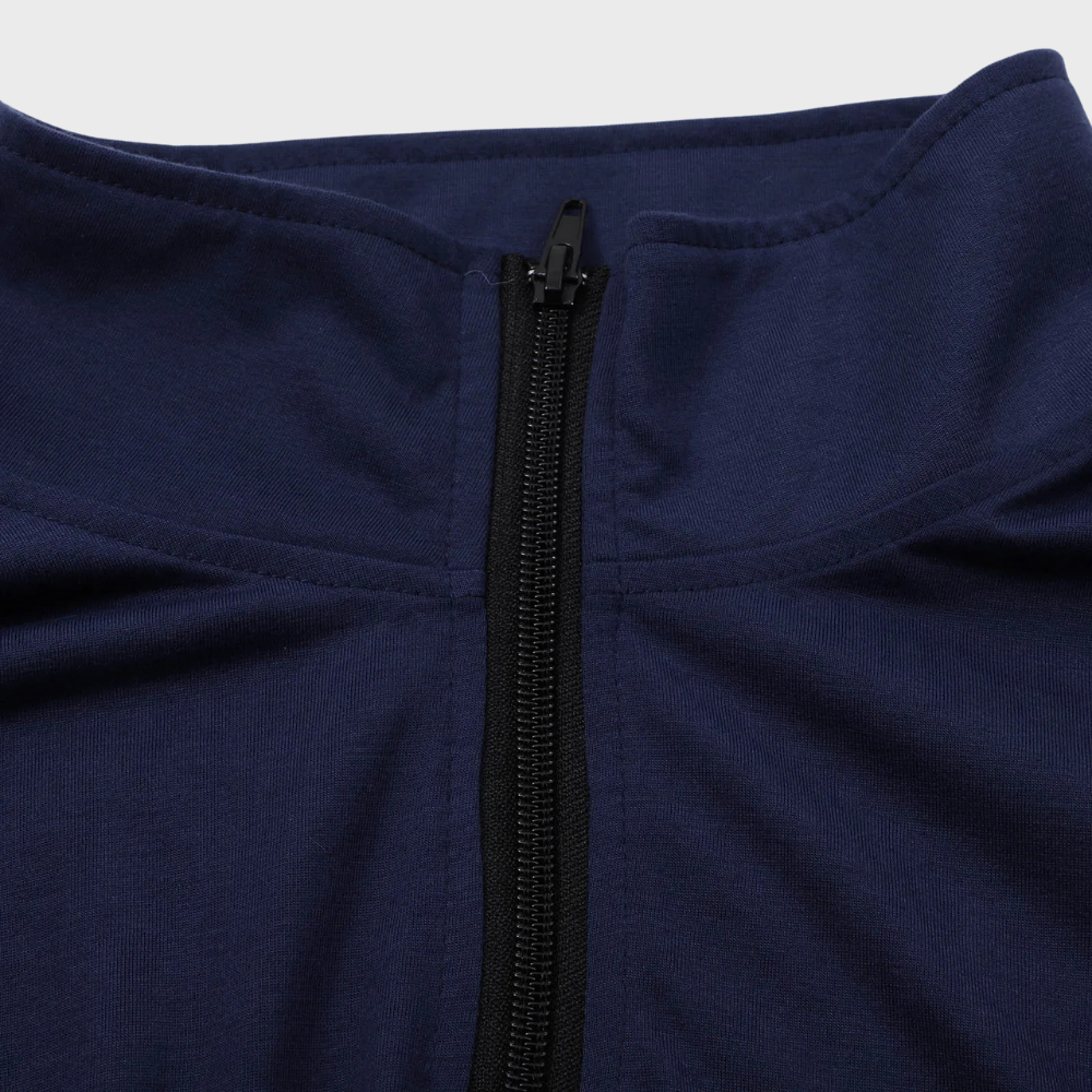 Pull zippé pour homme automne à col montant en polyester au toucher doux à coupe slim Lyyti