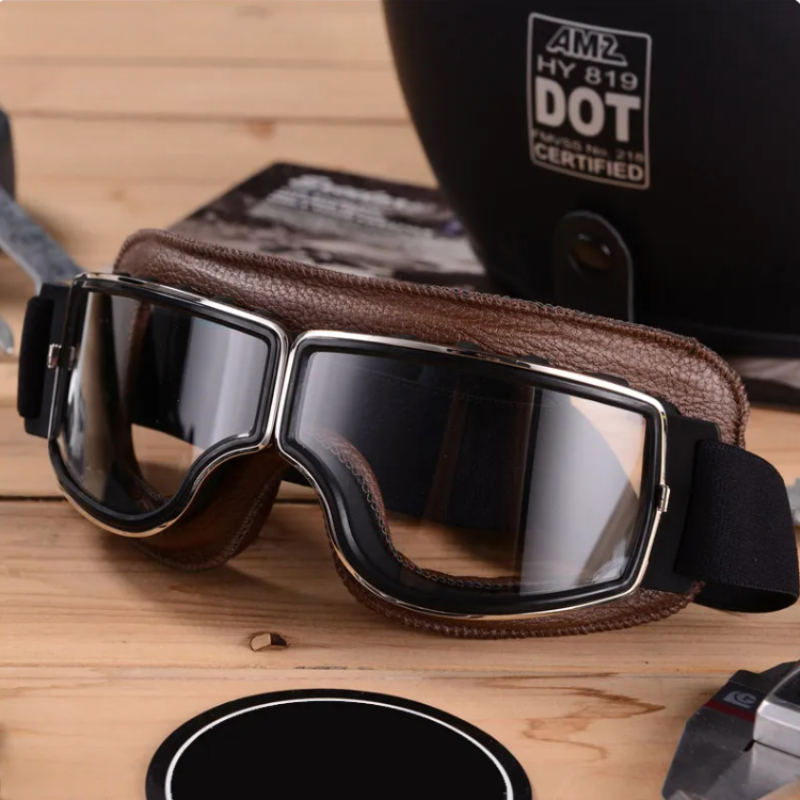 Matteo – Lunettes moto vintage en cuir homme