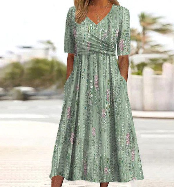 Delphine – Robe midi d'été à jupe évasée femme
