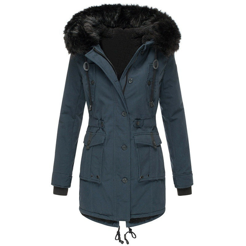 Clara – Manteau femme hiver avec col en fausse fourrure