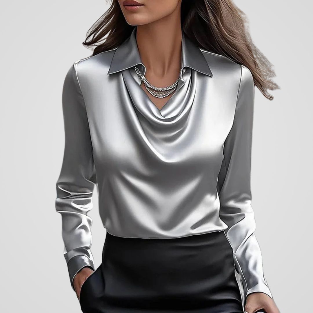 Élise – Blouse à encolure drapée femme