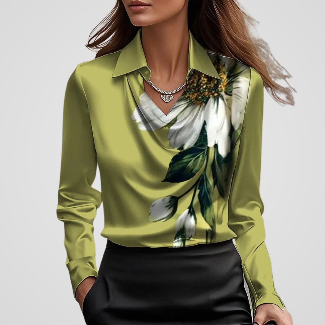 Élise – Blouse à encolure drapée femme