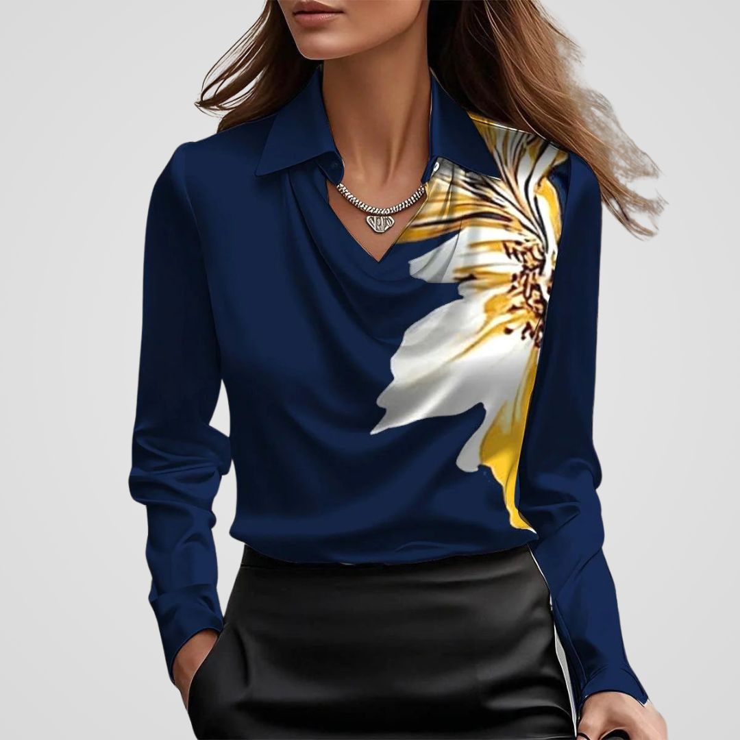 Élise – Blouse à encolure drapée femme