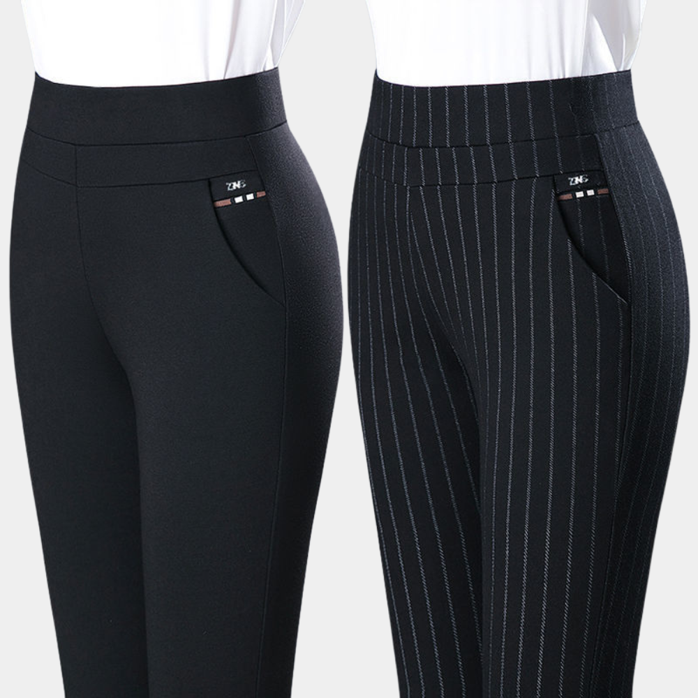 Pantalon pour femme automne taille haute tissu stretch coupe ajustée Élise
