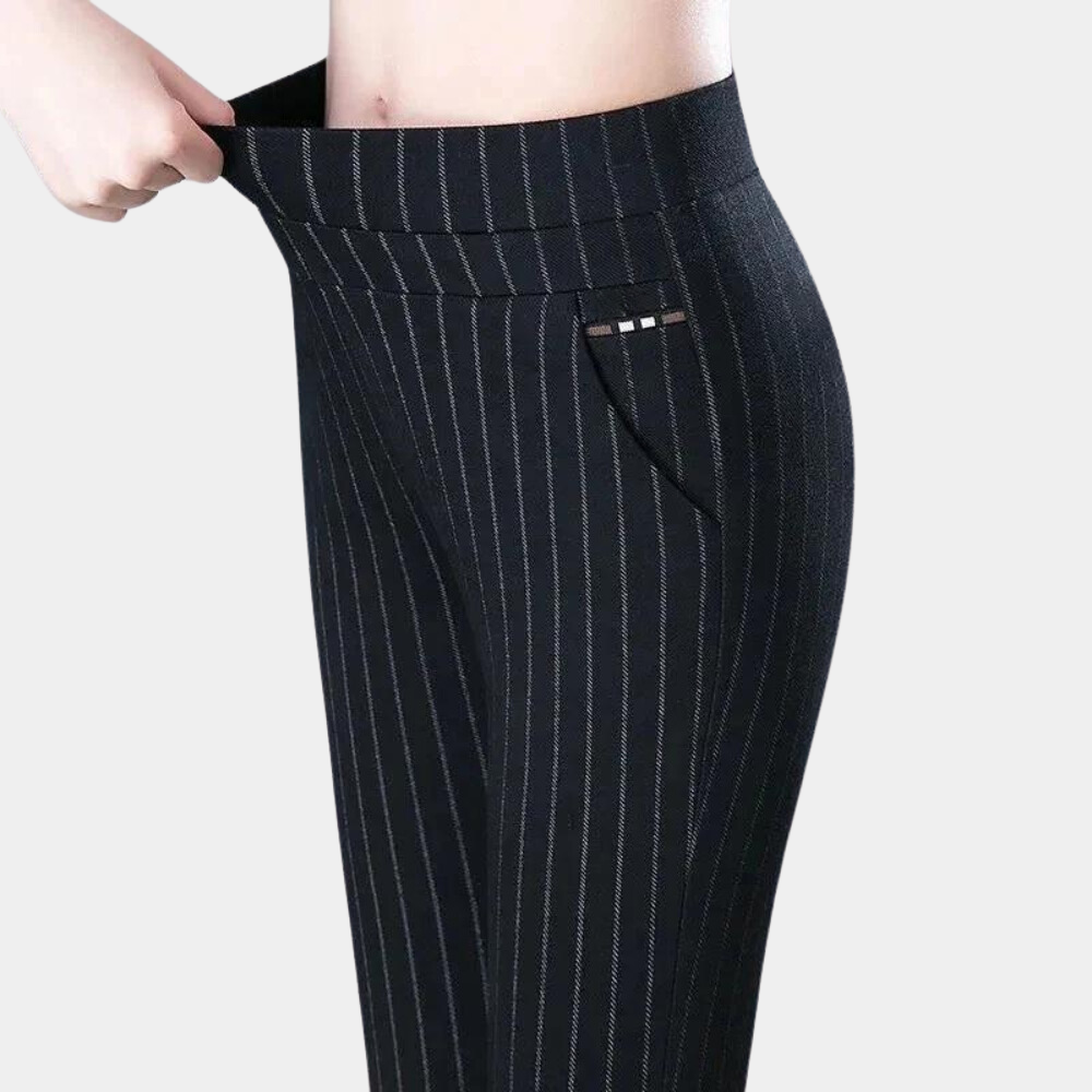 Pantalon pour femme automne taille haute tissu stretch coupe ajustée Élise