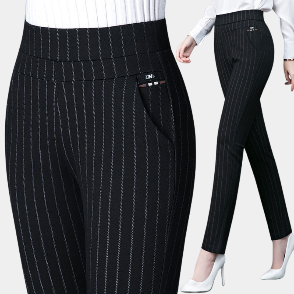 Pantalon pour femme automne taille haute tissu stretch coupe ajustée Élise