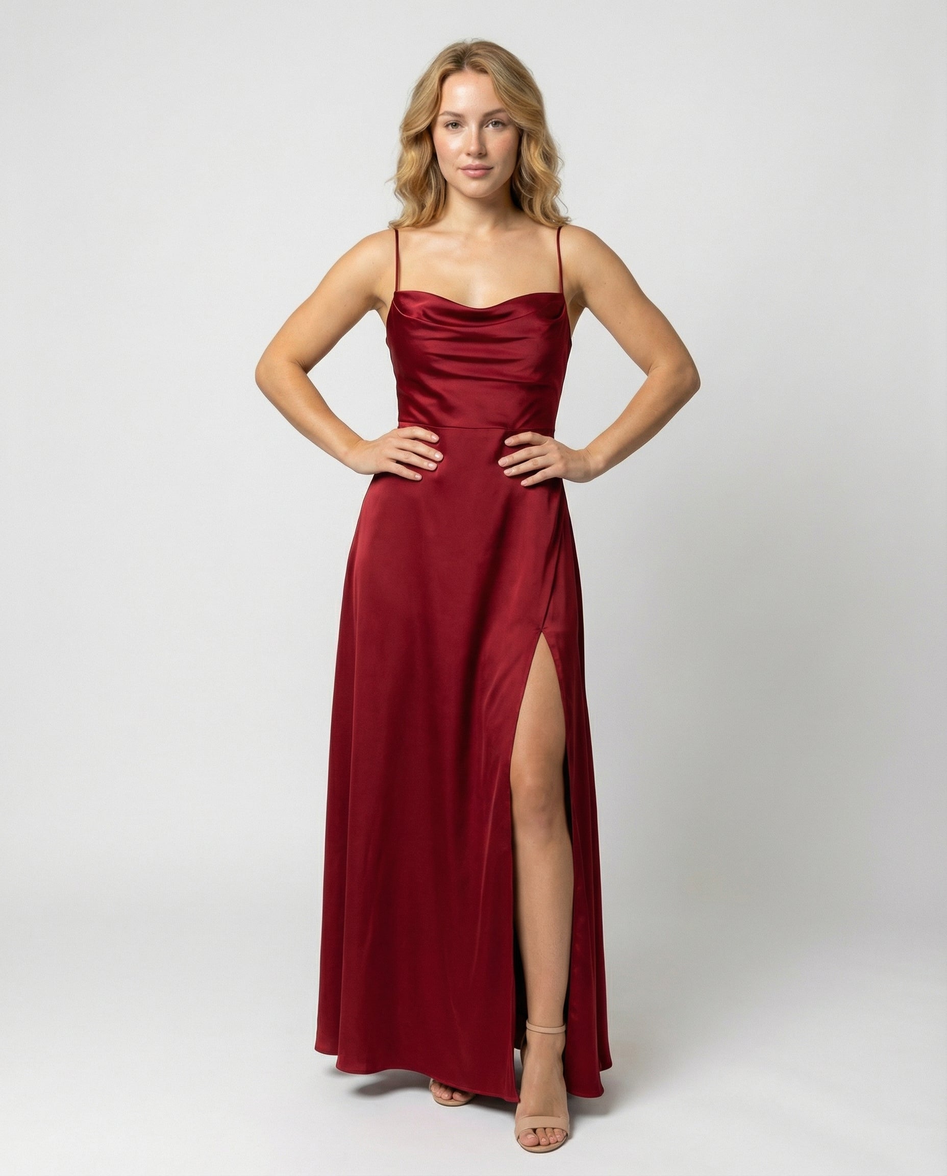 Ombline – Robe maxi élégante à drapé et fente latérale femme