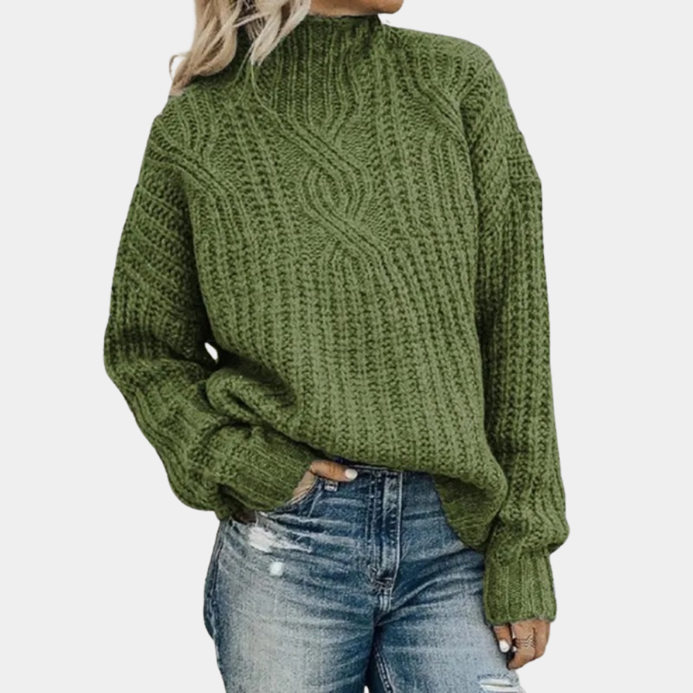 Pull en maille douce pour femme automne à col montant à coupe classique Mélanie